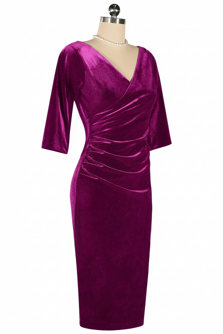 Velvet Vamp Dress (Fuchsia)