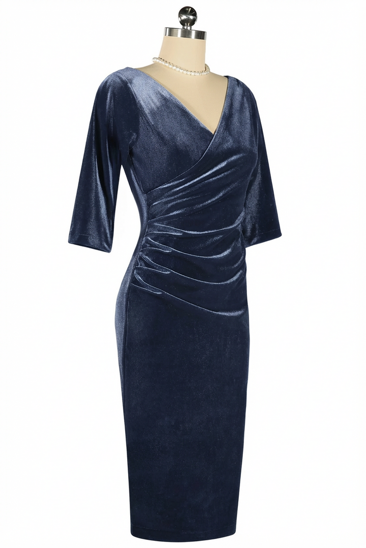 Velvet Vamp Dress (Blue)