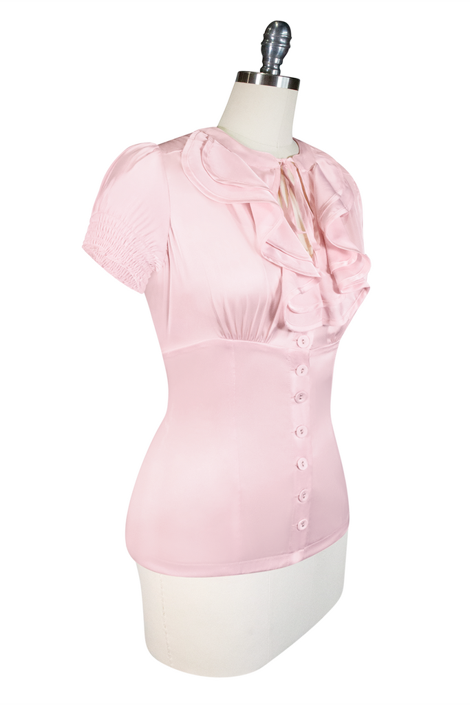 Tea Rose Frill Front Blouse (Pink)