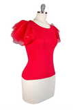 Tea Rose Tulle Sleeve Top (Red)