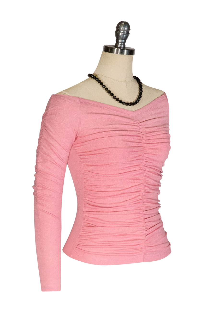 D'Amour Follies Ruched Jersey Top (Pink)