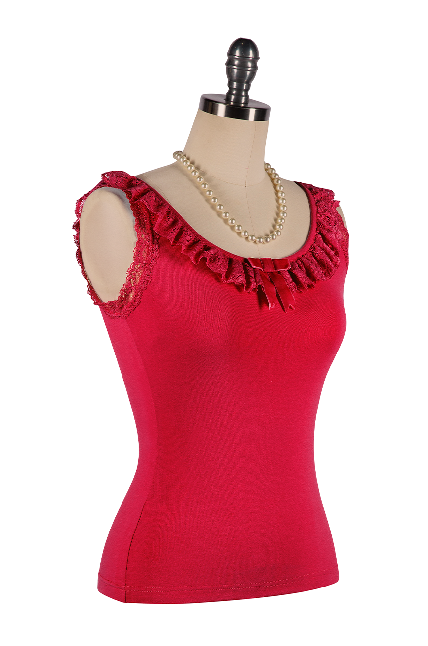 Wish You Were Here Madam Ruffle Singlet (Red)