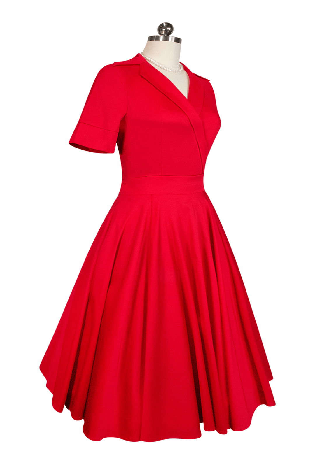Tea Rose Collar Dress (Red) - Kitten D'Amour
