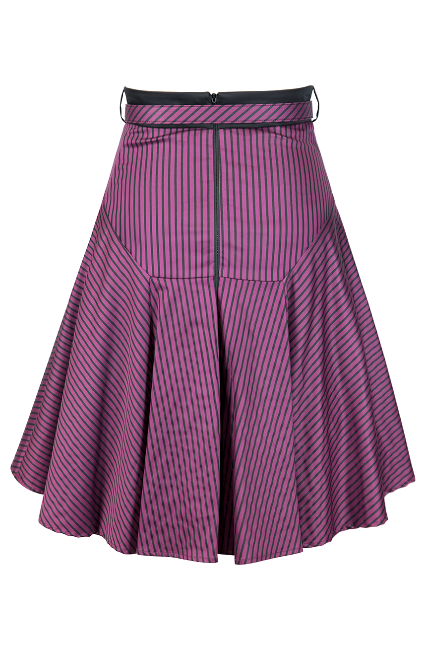 Office Affair Classic Belted Skirt (Stripe)