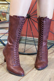 Victoriana Calf High Boots (Burgundy)