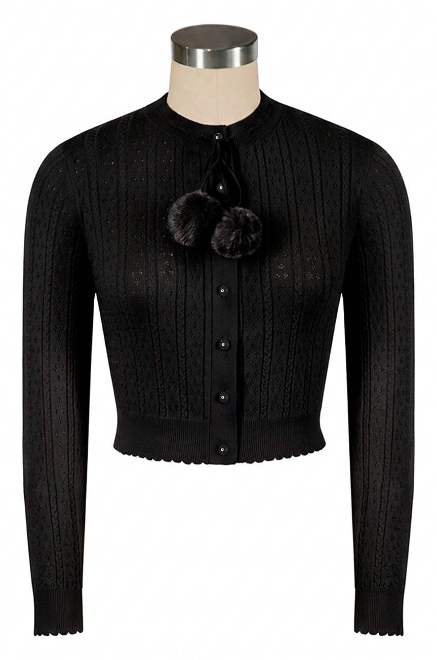 Pom Pom Pussycat Cardigan (Black)