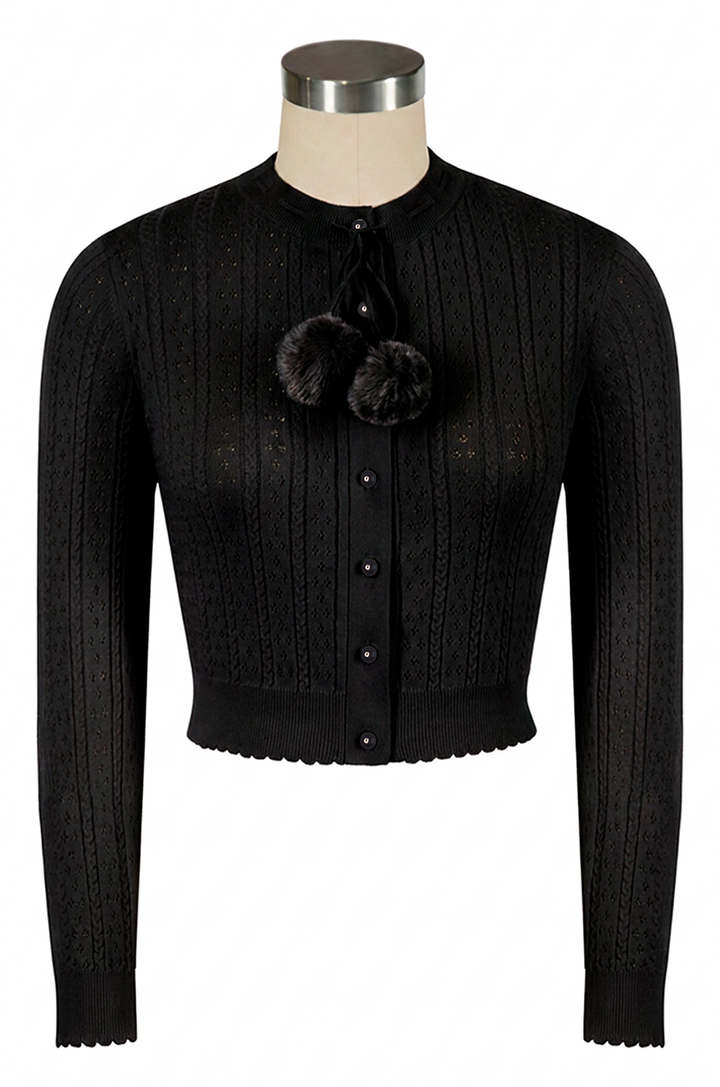 Pom Pom Pussycat Cardigan (Black)