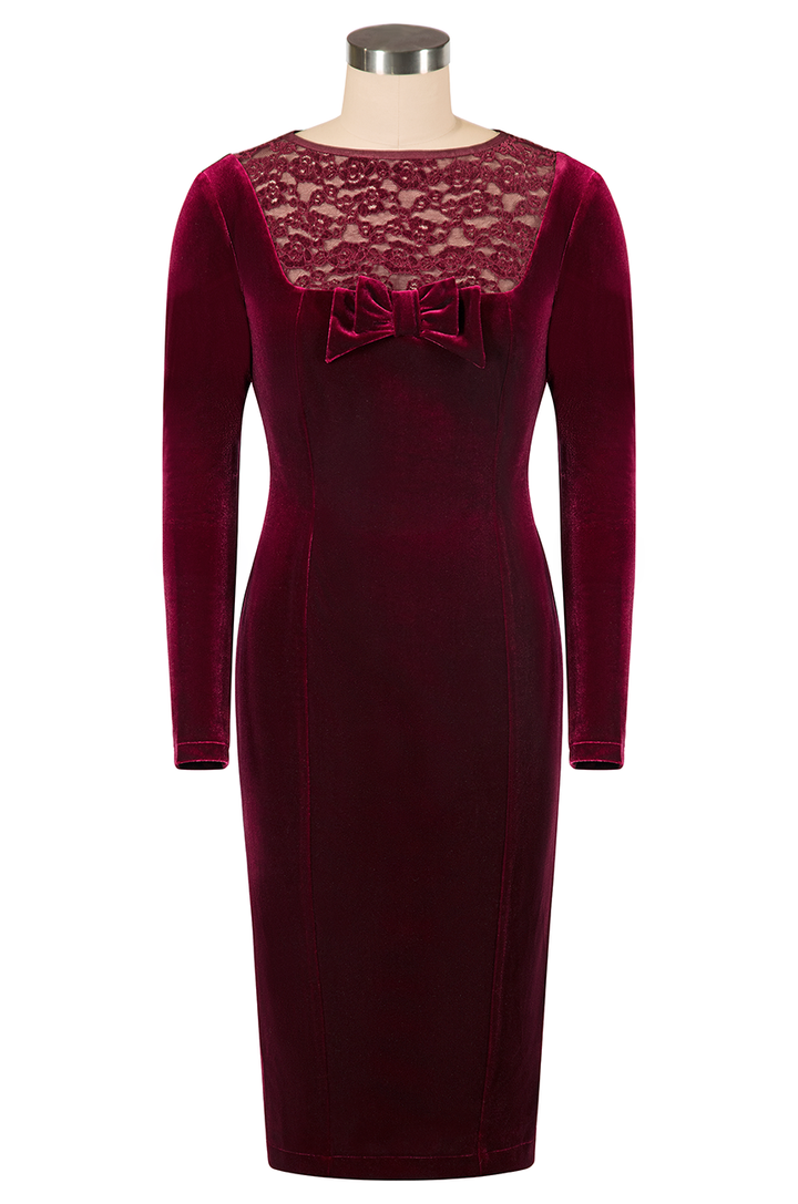 Palais Velvet Wiggle Dress (Burgundy)