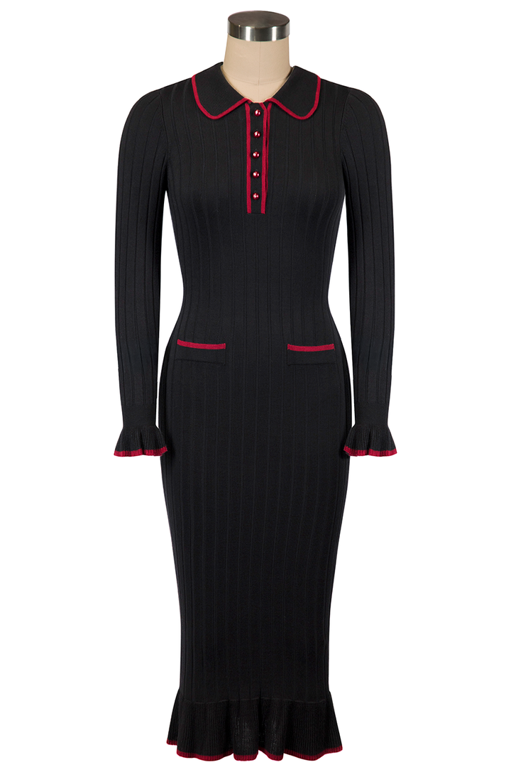 Claudette Knit Maxi Dress (Black)
