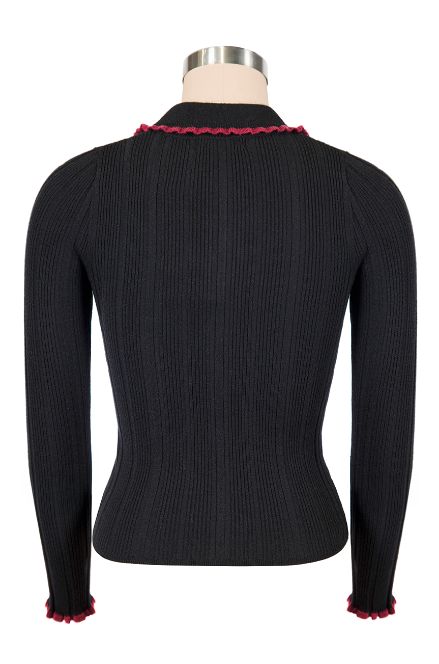 Claudette Long Sleeve Knit Top (Black)