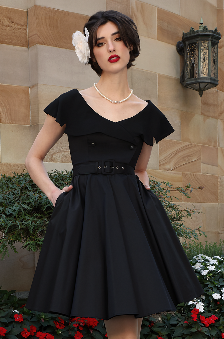 Georgette Collar Dress (Black)