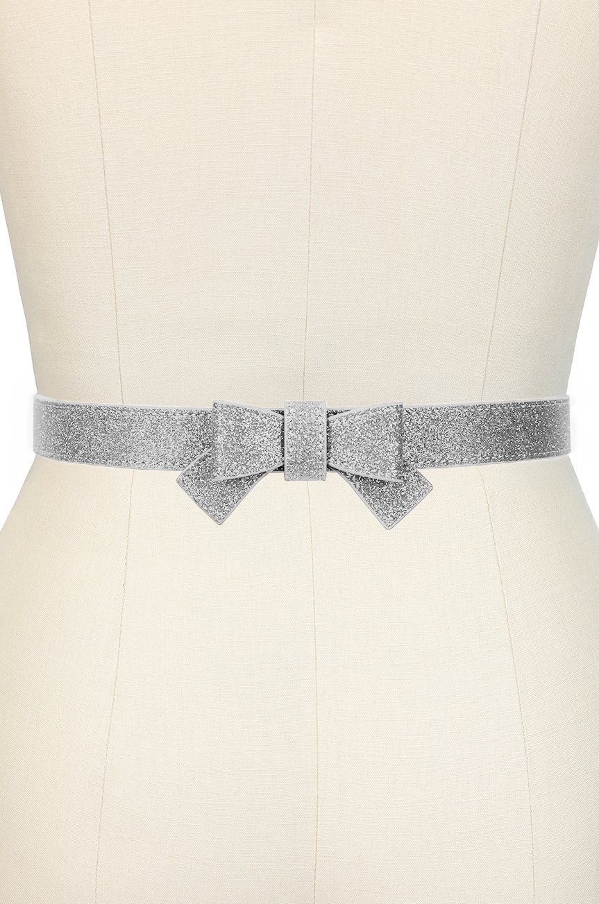 Pretty Kitty Follies Sparkle Bow Belt (Silver)