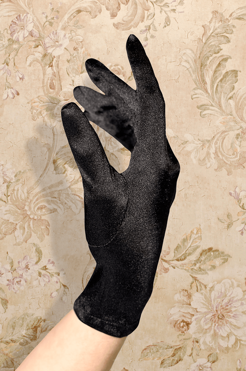 Night At The Opera Wrist Length Gloves (Satin Black) - Kitten D'Amour