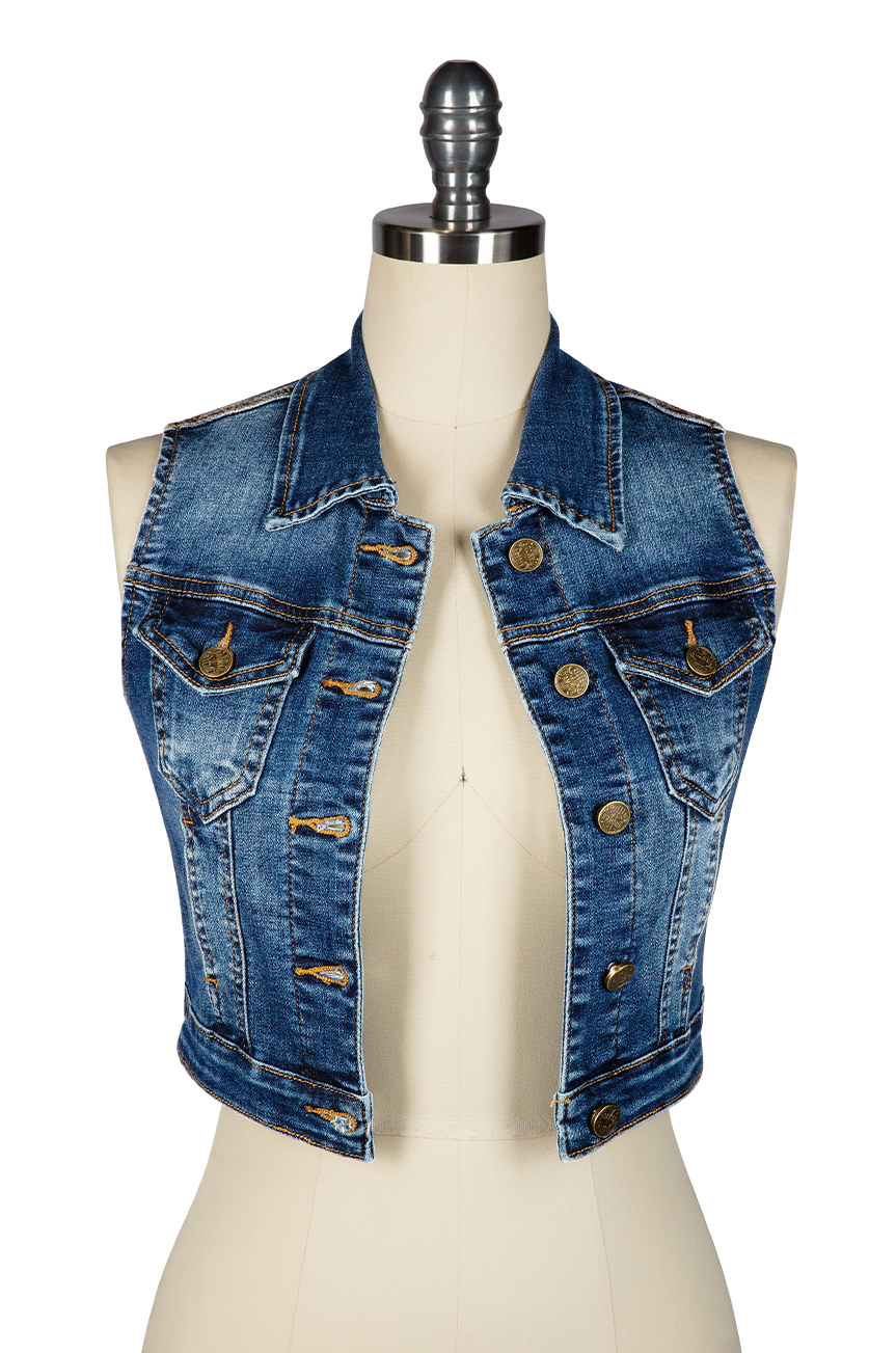 Denver Crop Vest (Dark Denim)