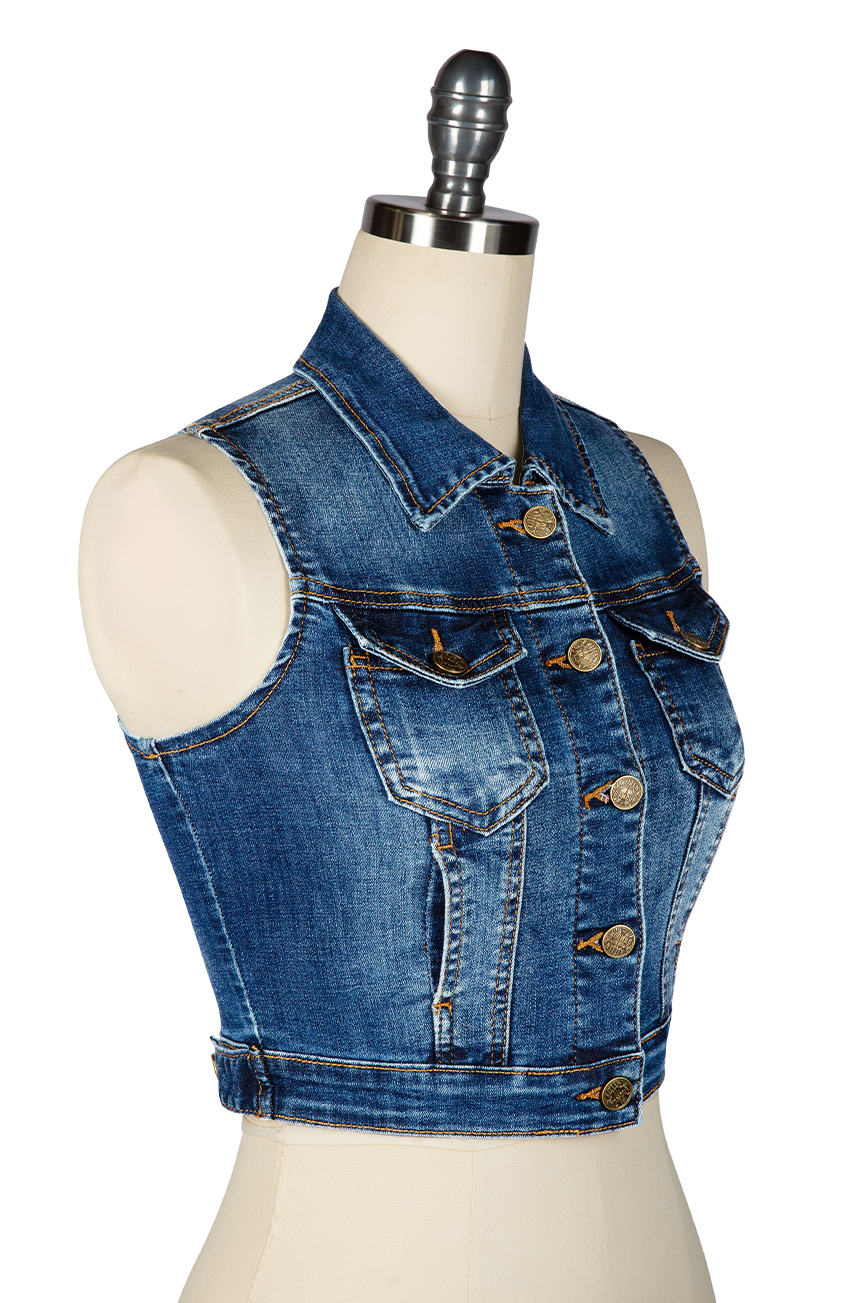 Denver Crop Vest (Dark Denim)