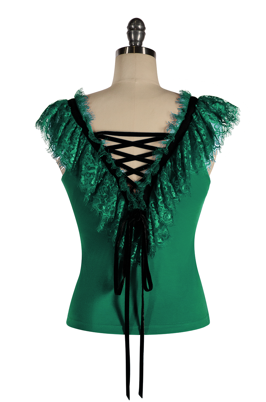 Fifi D'Amour Lace Up Camisole (Emerald Green)