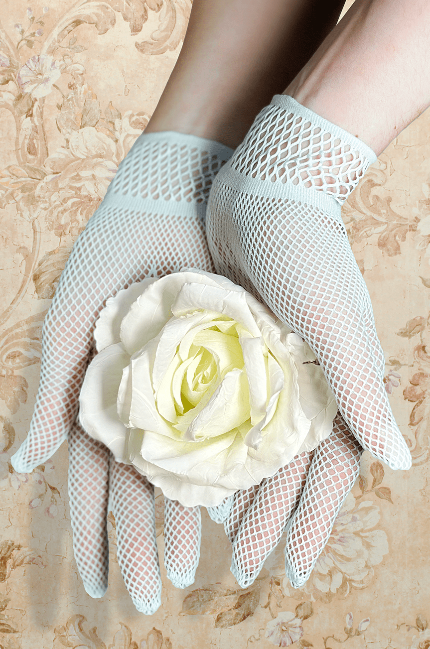 Le Jardin Fishnet Gloves (Duck Egg Blue) - Kitten D'Amour