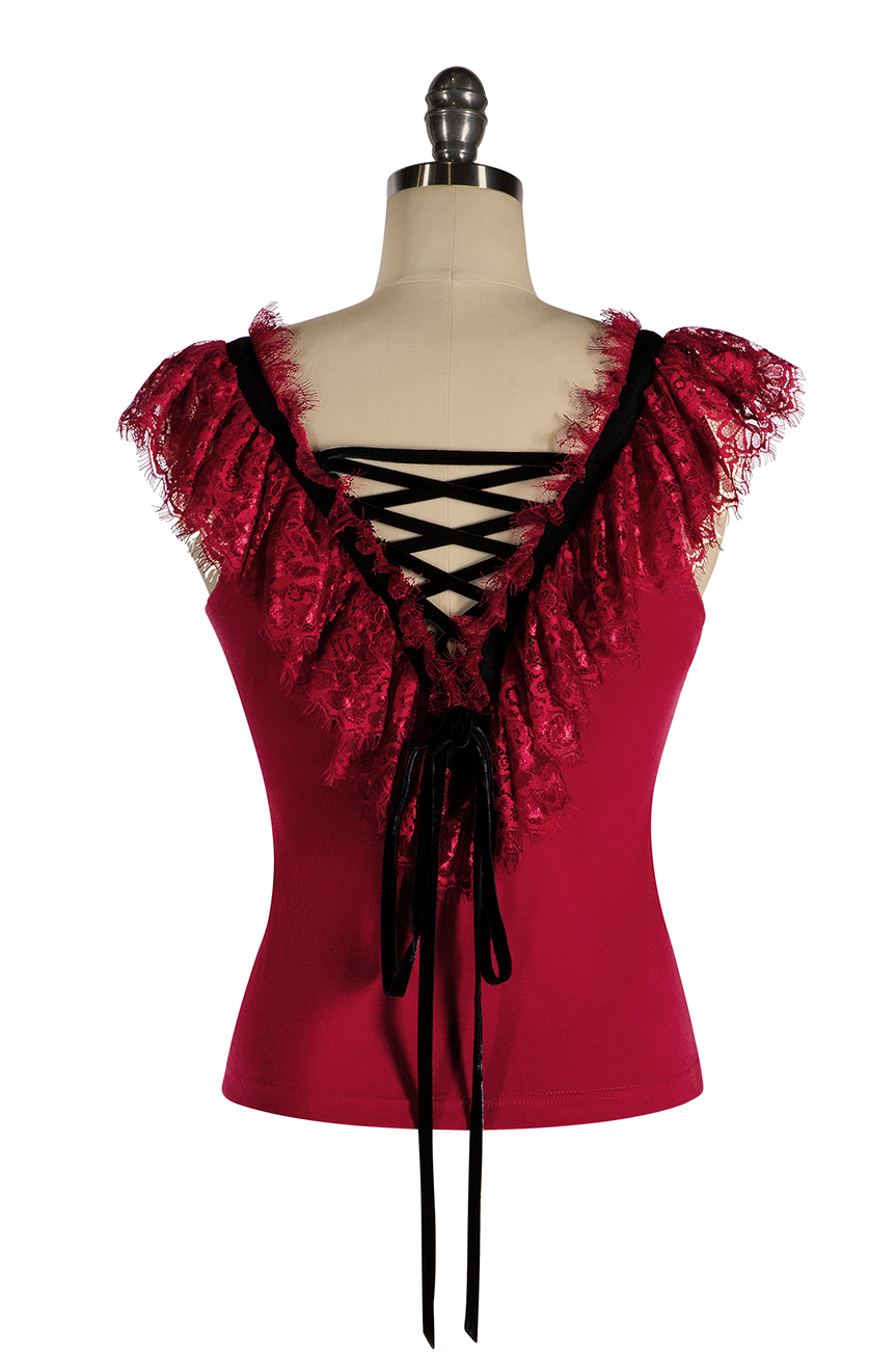 Fifi D'Amour Lace Up Camisole (Garnet Red)