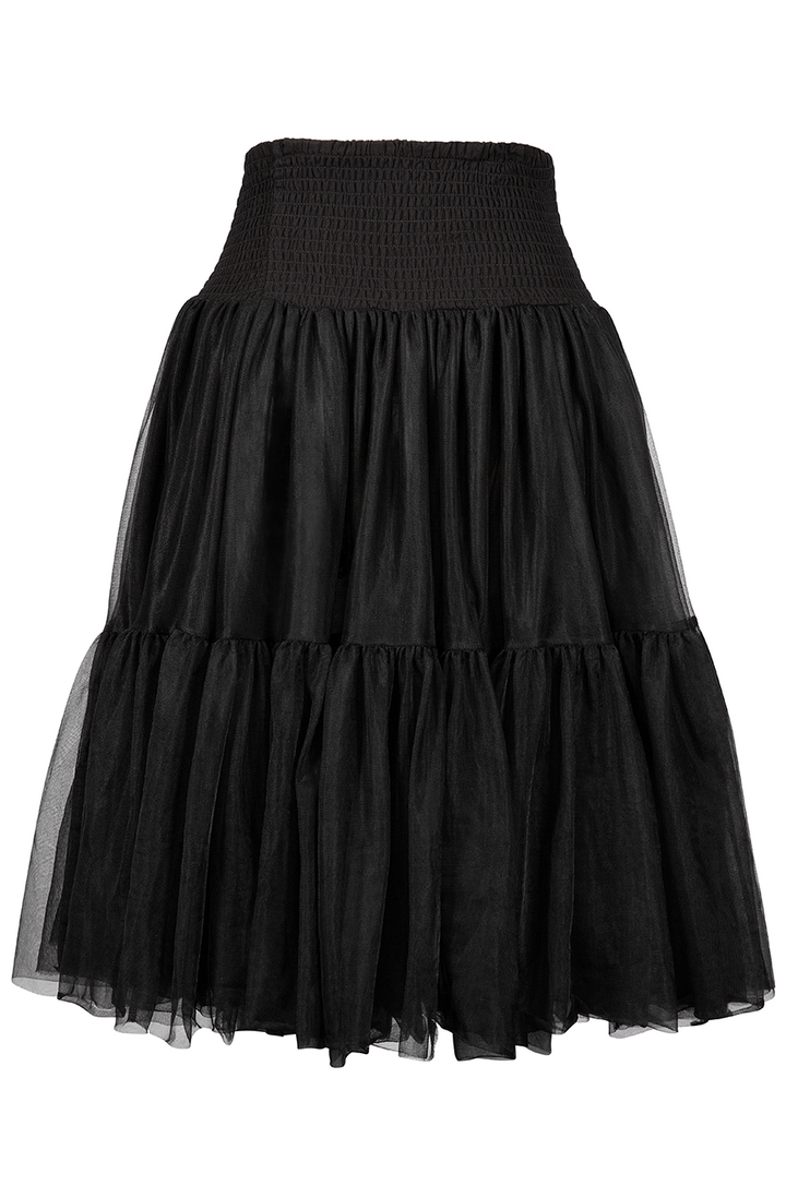 Tea Length Shirred Petticoat (Black)