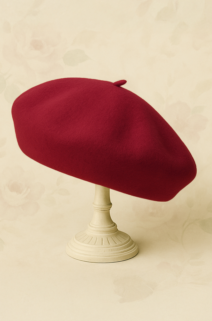 D'Amour Follies Woollen Beret (Burgundy)