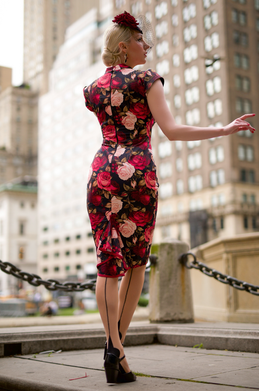 Capone Floral Wiggle Dress - Kitten D'Amour