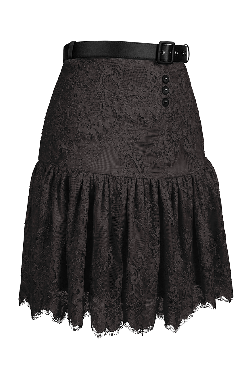 Cosette Lace Flirt Skirt (Black)