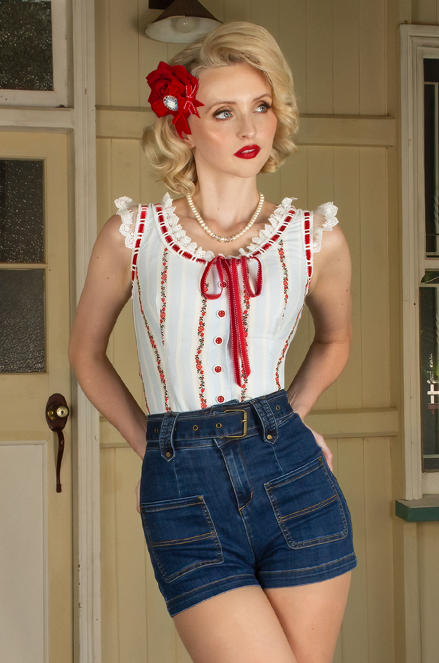 Joie De Vivre Button Front Top - Kitten D'Amour