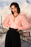 Poodles In Paris Long Sleeve Top (Soft Pink)