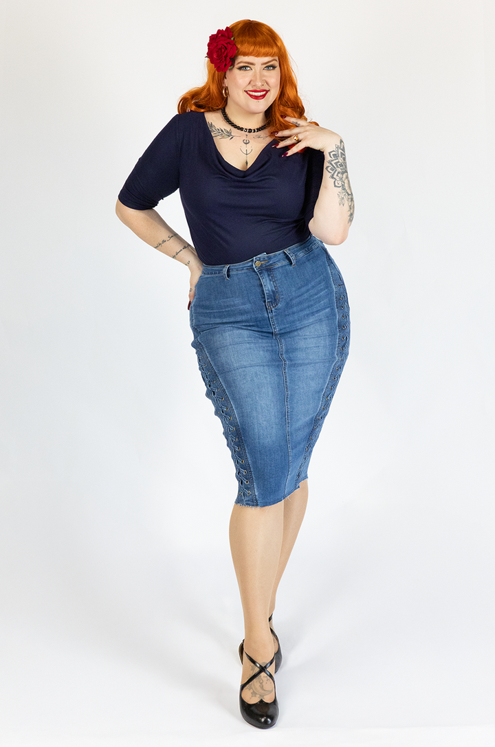Madison Wiggle Skirt (Denim)