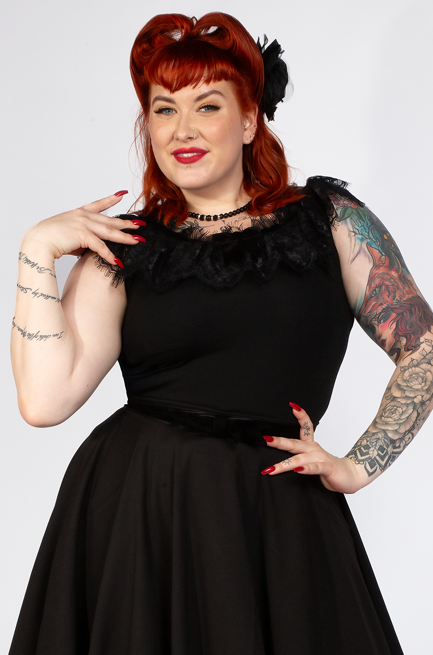 Fifi D'Amour Lace Up Camisole (Black) - Kitten D'Amour