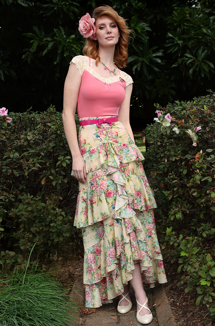 Birdsong Ruffle Maxi Skirt