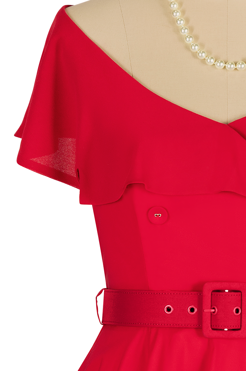 Georgette Collar Dress (Red)