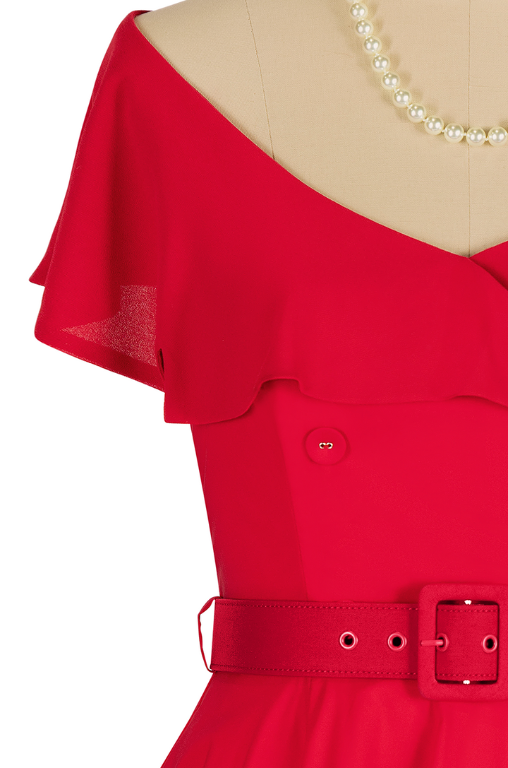 Georgette Collar Dress (Red)
