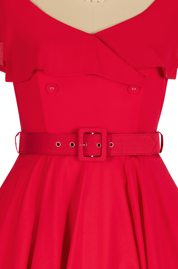 Georgette Collar Dress (Red)