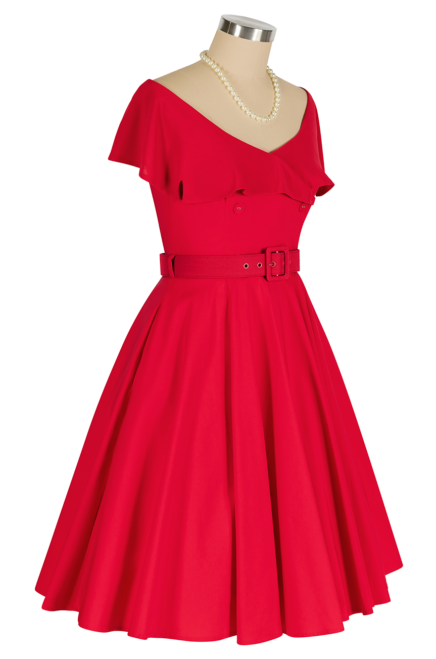 Georgette Collar Dress (Red)