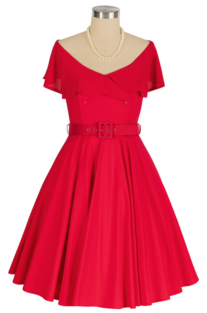 Georgette Collar Dress (Red)