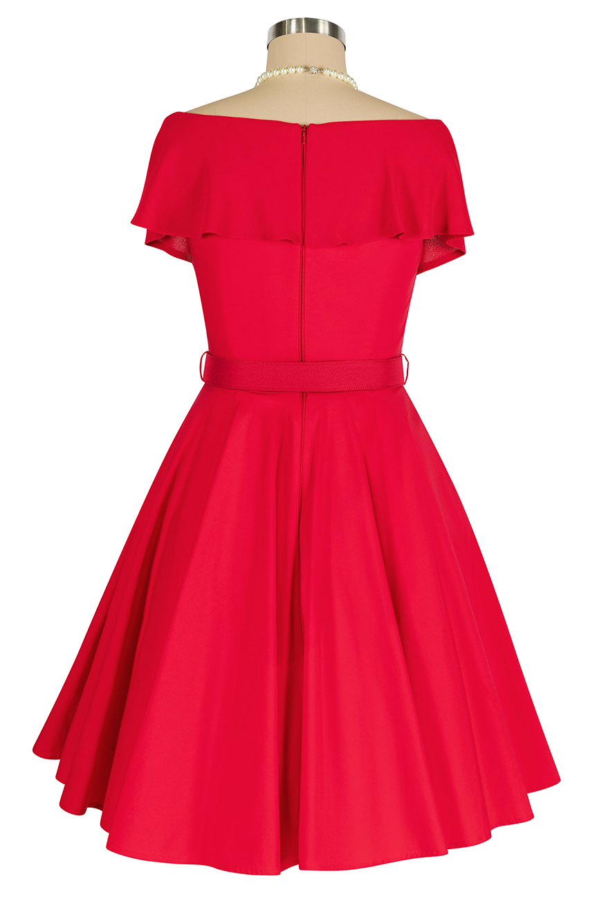 Georgette Collar Dress (Red)