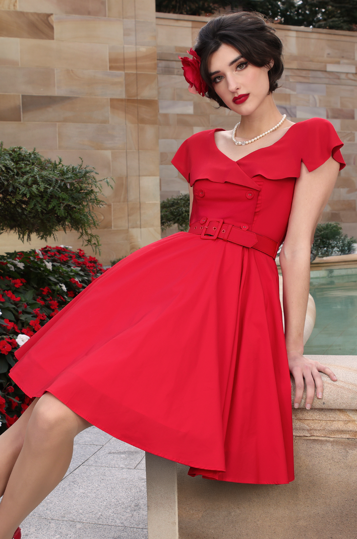 Georgette Collar Dress (Red)