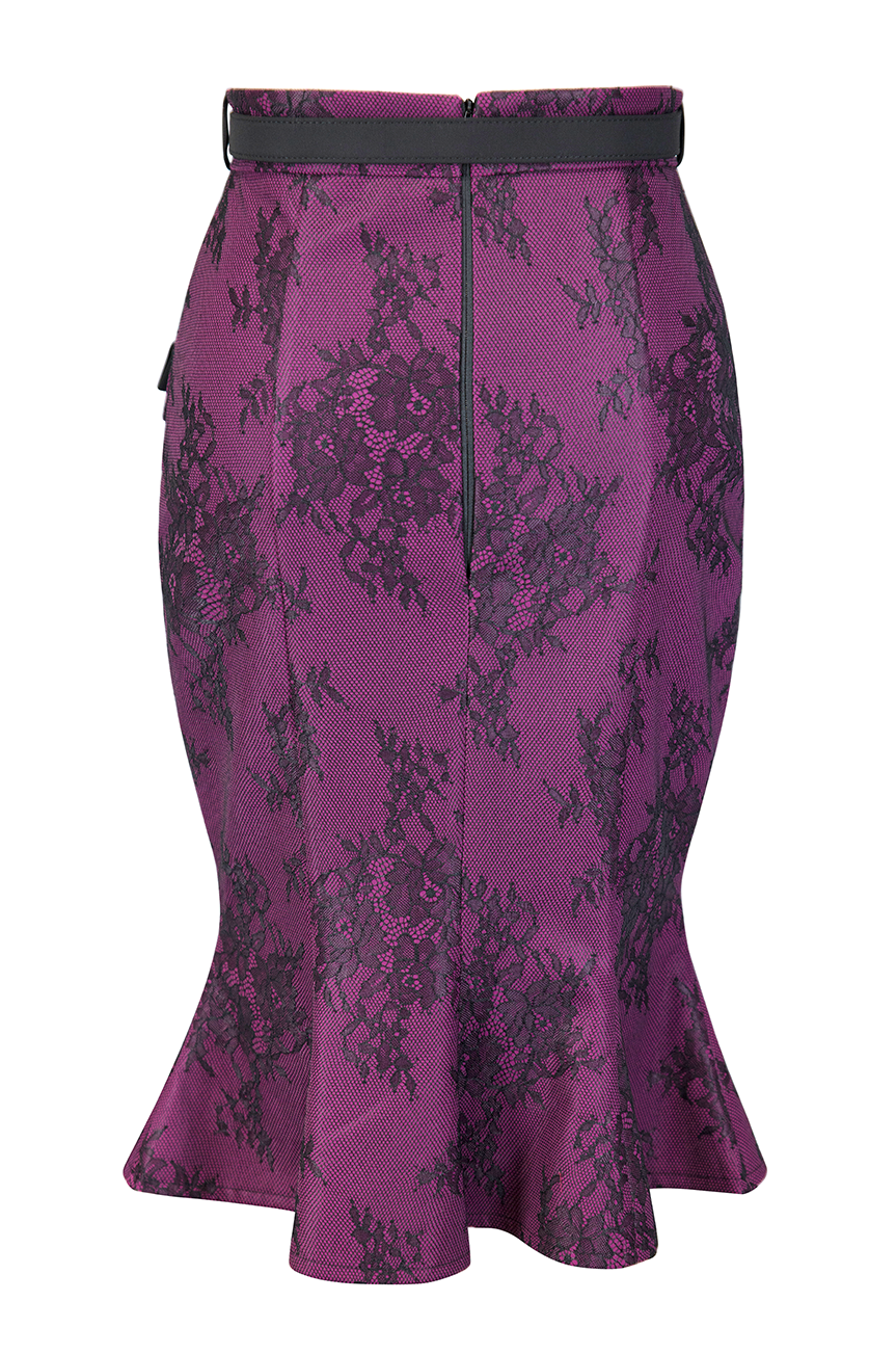 Office Affair Belted Lace Wiggle Skirt