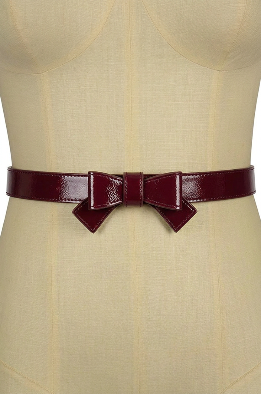 Pretty Kitty Follies Bow Belt (Burgundy)