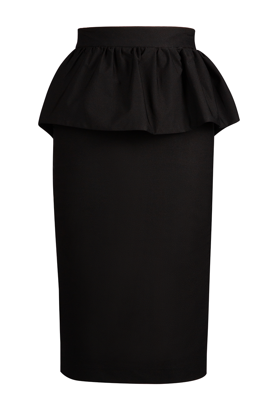 CREPE KNIT PEPLUM SKIRT - BLACK - Scanlan Theodore [ENFOLD CREPE KNIT PEPLUM SKIRT - BLACK - Scanlan Theodore [ENFOLD
