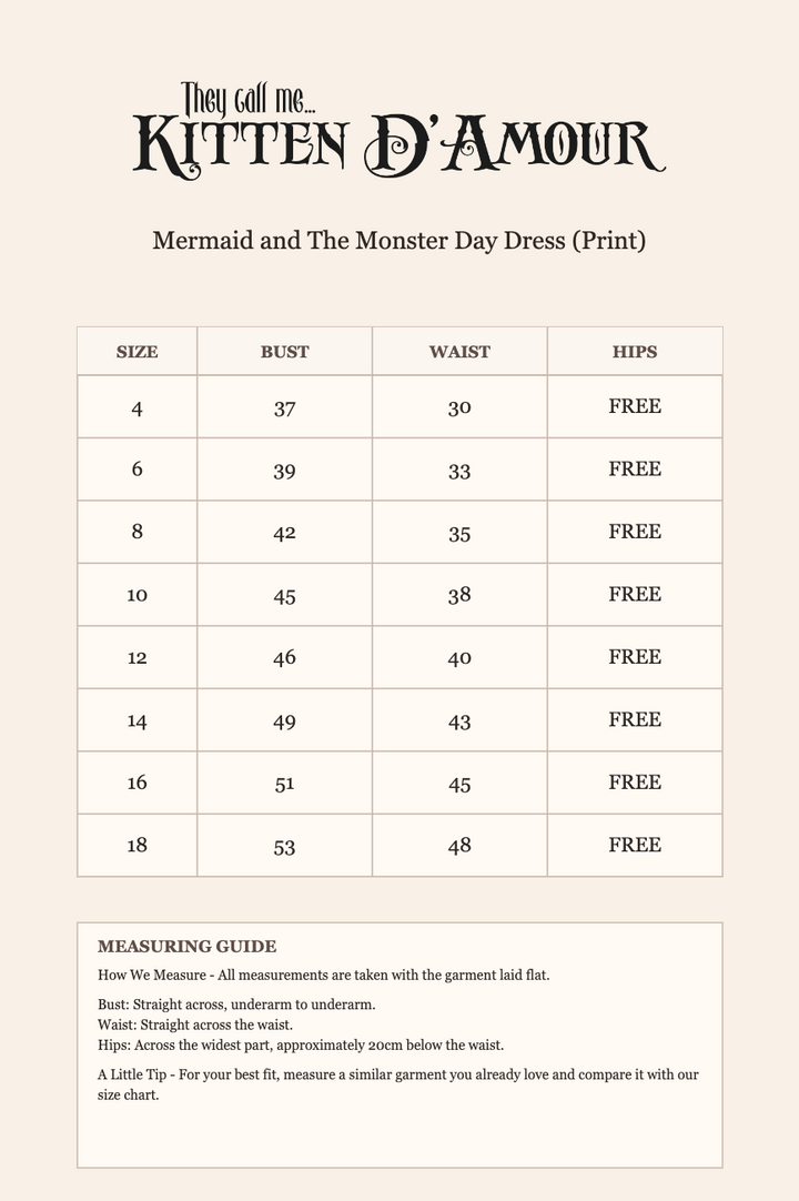 Mermaid and The Monster Day Dress (Print)