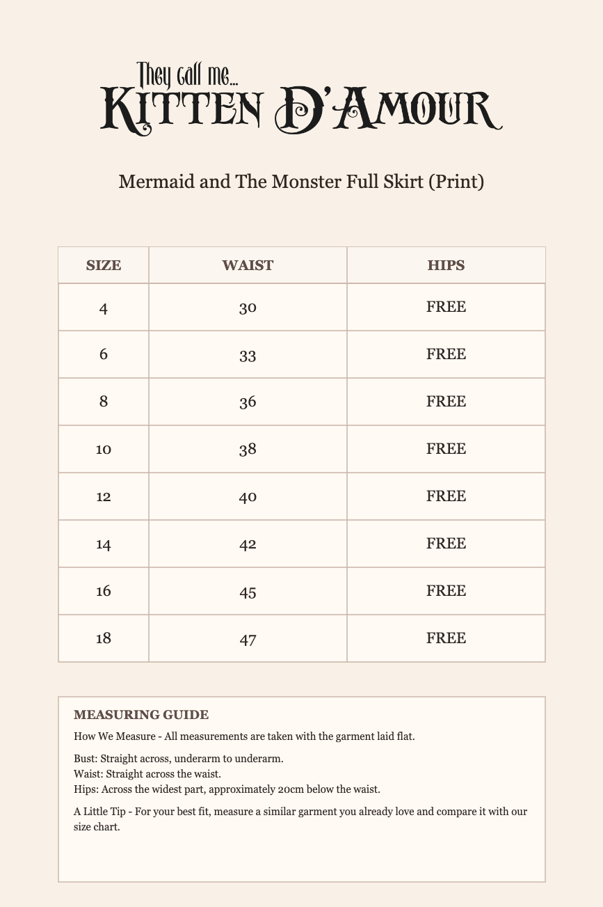 Mermaid and The Monster Full Skirt (Print)