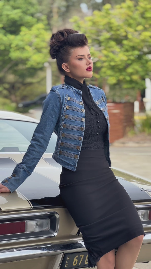 Denim fashion military jacket