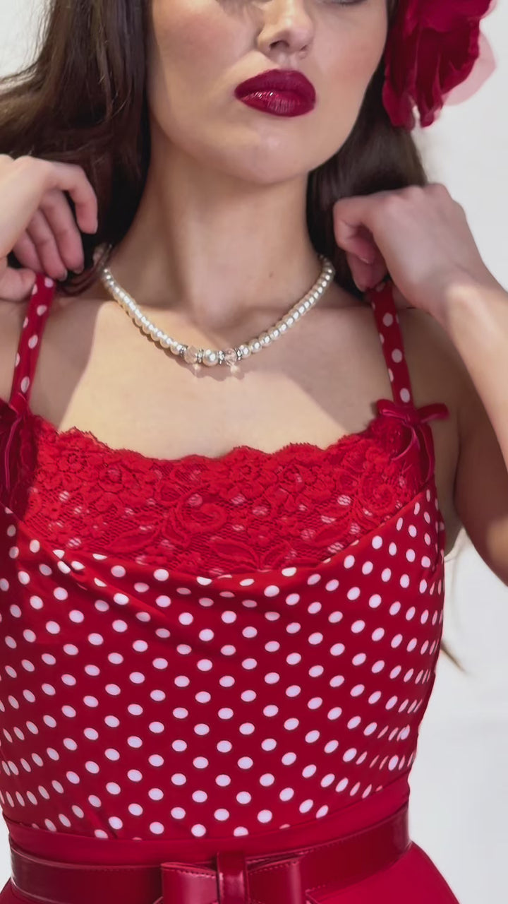 Dottie Darling Spot Cowl Camisole (Red)