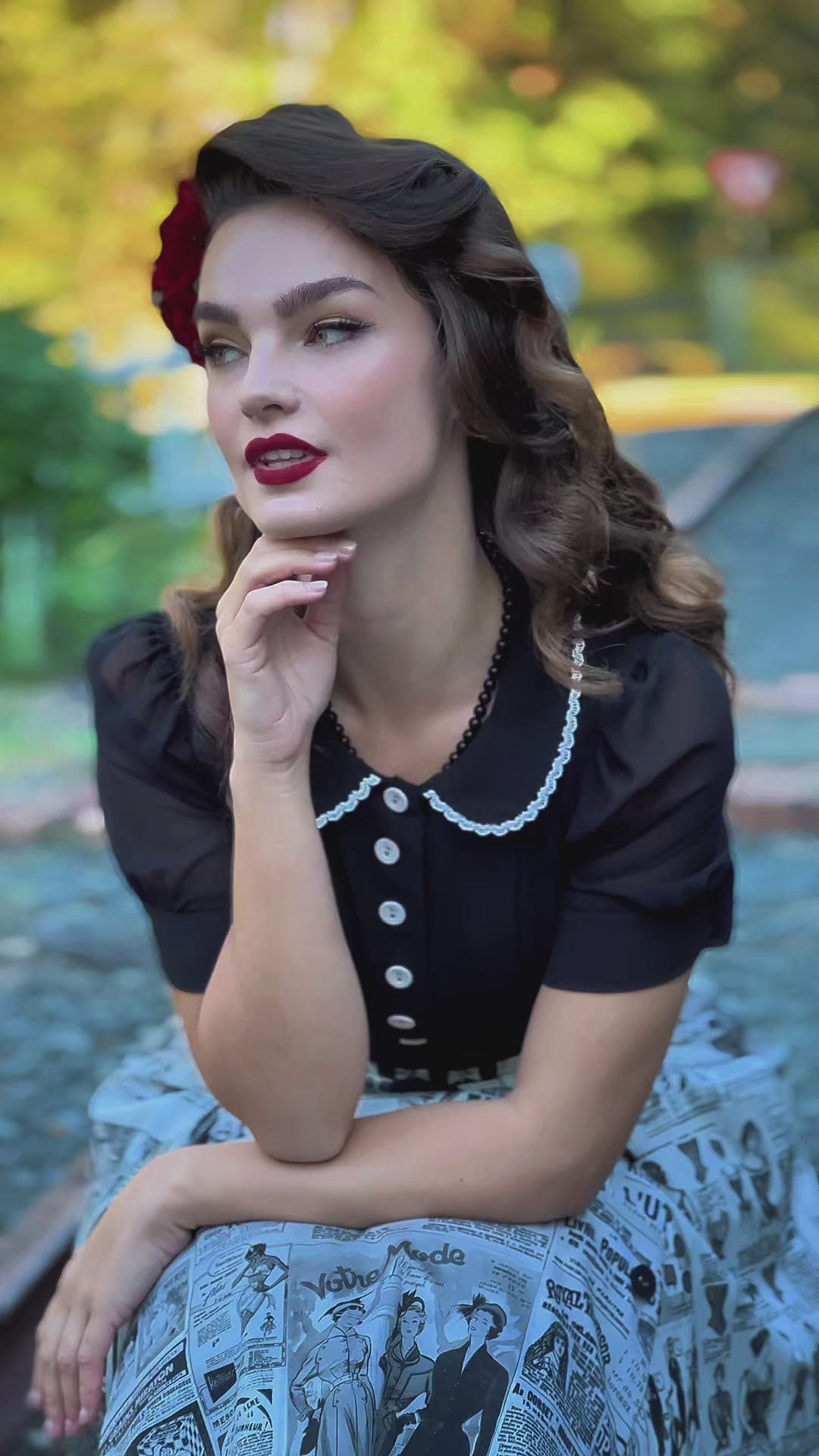 Read All About It Blouse (Black)