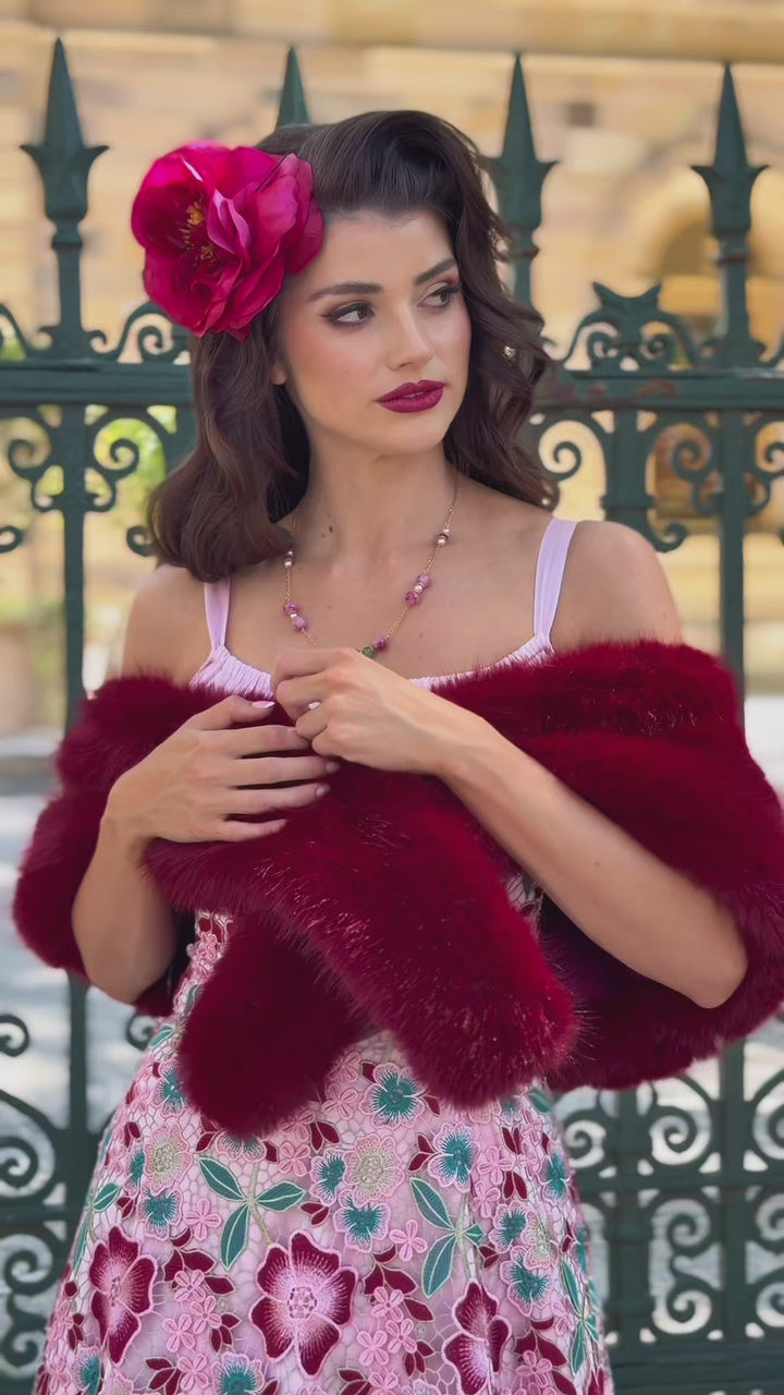 D'Amour Faux Fur Wrap (Red)