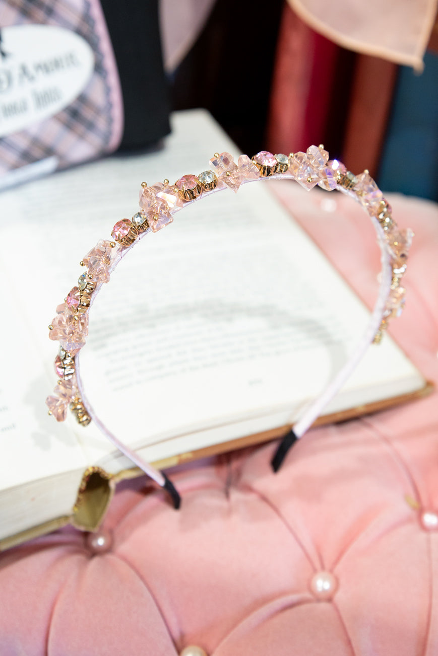 Midnight in Paris Rhinestone Headband (Pink) - Kitten D'Amour