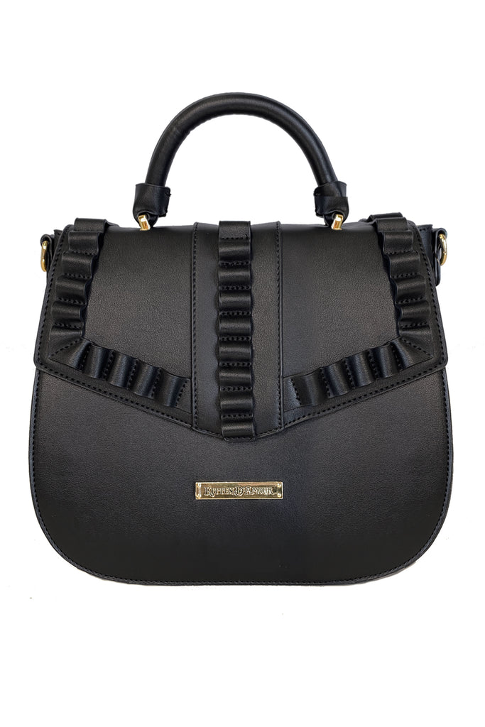 La Parisienne Ruffle Handbag (Black)