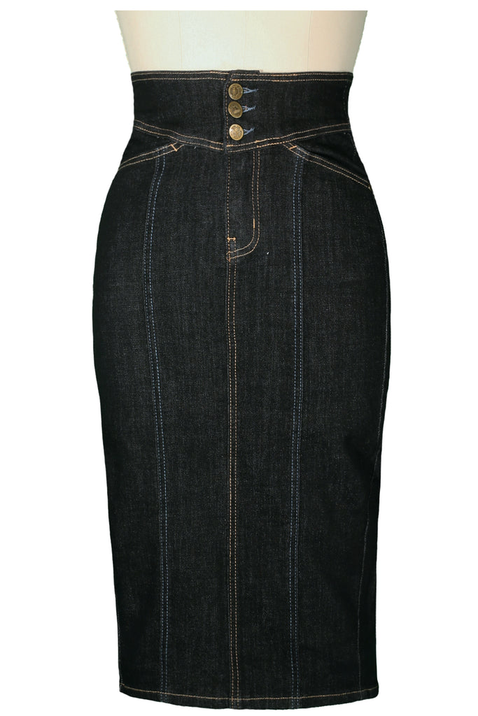 The Lucky Country Denim Skirt (Black Denim)